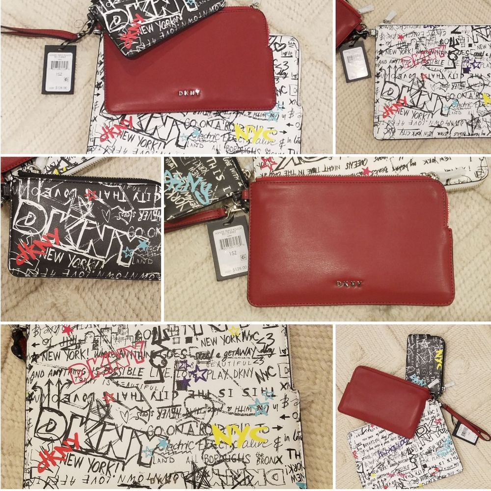 DKNY - Ashlee Graffiti Wristlet Pouches, Set of 3